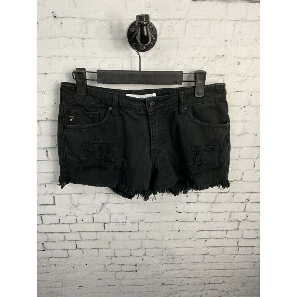 KanCan Womens Black Distressed Cutoff Shorts Cotton Pockets Size‎ S T2